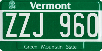 VT license plate ZZJ960