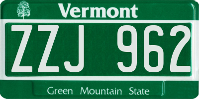 VT license plate ZZJ962