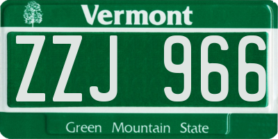 VT license plate ZZJ966