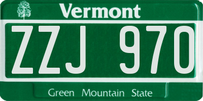 VT license plate ZZJ970