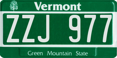 VT license plate ZZJ977