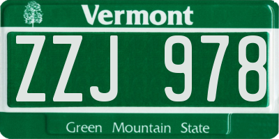 VT license plate ZZJ978