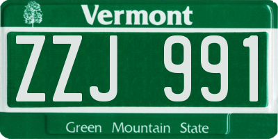 VT license plate ZZJ991