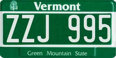 VT license plate ZZJ995