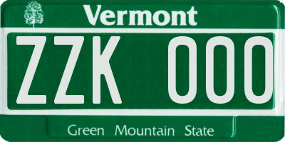 VT license plate ZZK000