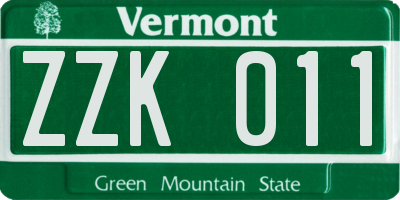 VT license plate ZZK011