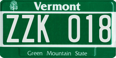VT license plate ZZK018