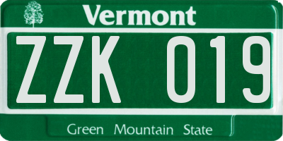 VT license plate ZZK019