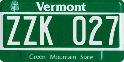 VT license plate ZZK027