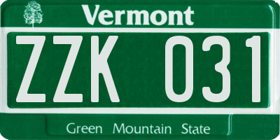 VT license plate ZZK031