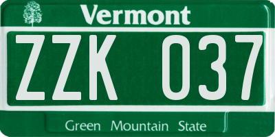 VT license plate ZZK037