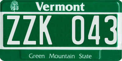 VT license plate ZZK043
