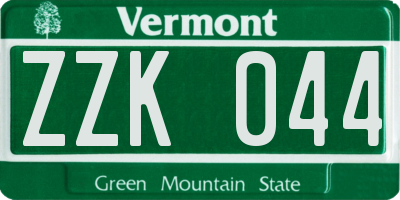 VT license plate ZZK044