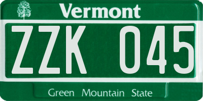 VT license plate ZZK045