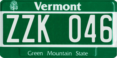 VT license plate ZZK046