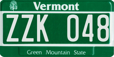 VT license plate ZZK048