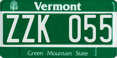 VT license plate ZZK055