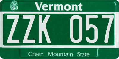 VT license plate ZZK057