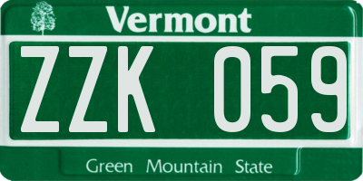 VT license plate ZZK059
