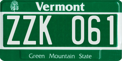 VT license plate ZZK061
