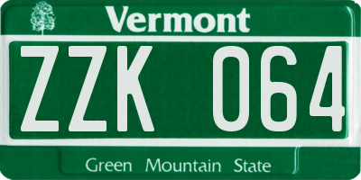 VT license plate ZZK064