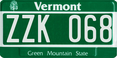 VT license plate ZZK068