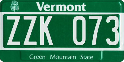 VT license plate ZZK073