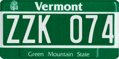 VT license plate ZZK074