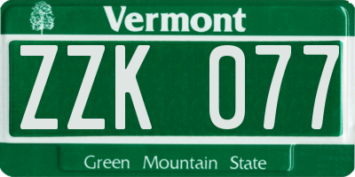 VT license plate ZZK077