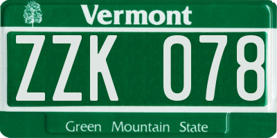 VT license plate ZZK078