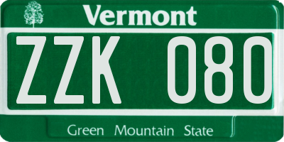 VT license plate ZZK080