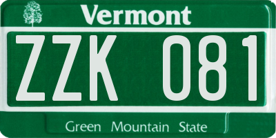VT license plate ZZK081