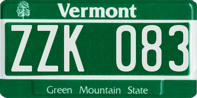 VT license plate ZZK083