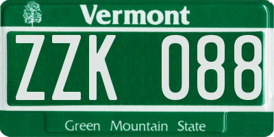 VT license plate ZZK088