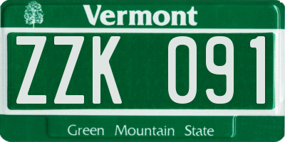 VT license plate ZZK091