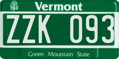 VT license plate ZZK093