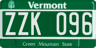 VT license plate ZZK096