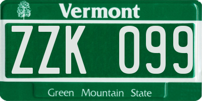 VT license plate ZZK099