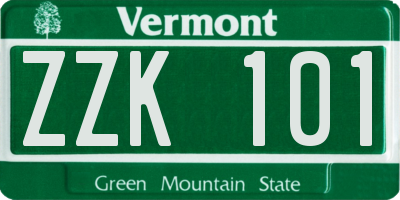 VT license plate ZZK101