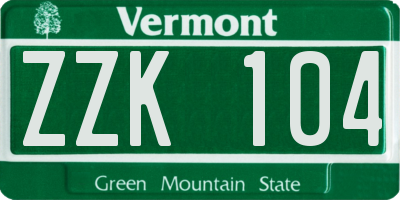 VT license plate ZZK104