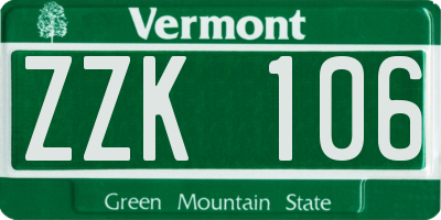 VT license plate ZZK106