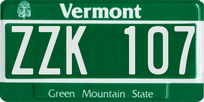 VT license plate ZZK107