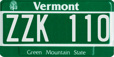 VT license plate ZZK110