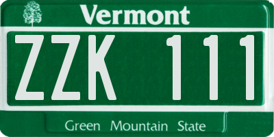 VT license plate ZZK111