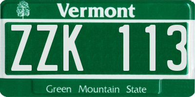VT license plate ZZK113