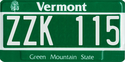 VT license plate ZZK115
