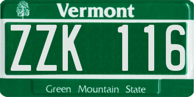 VT license plate ZZK116