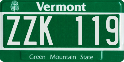VT license plate ZZK119