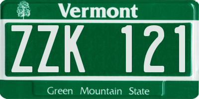 VT license plate ZZK121