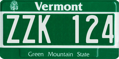 VT license plate ZZK124